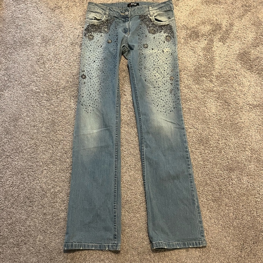 Morgan size 30 Women's Blue Embellished Jeans